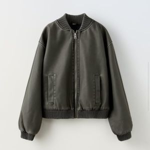 ZARA Faux Leather Bomber Jacket | Black